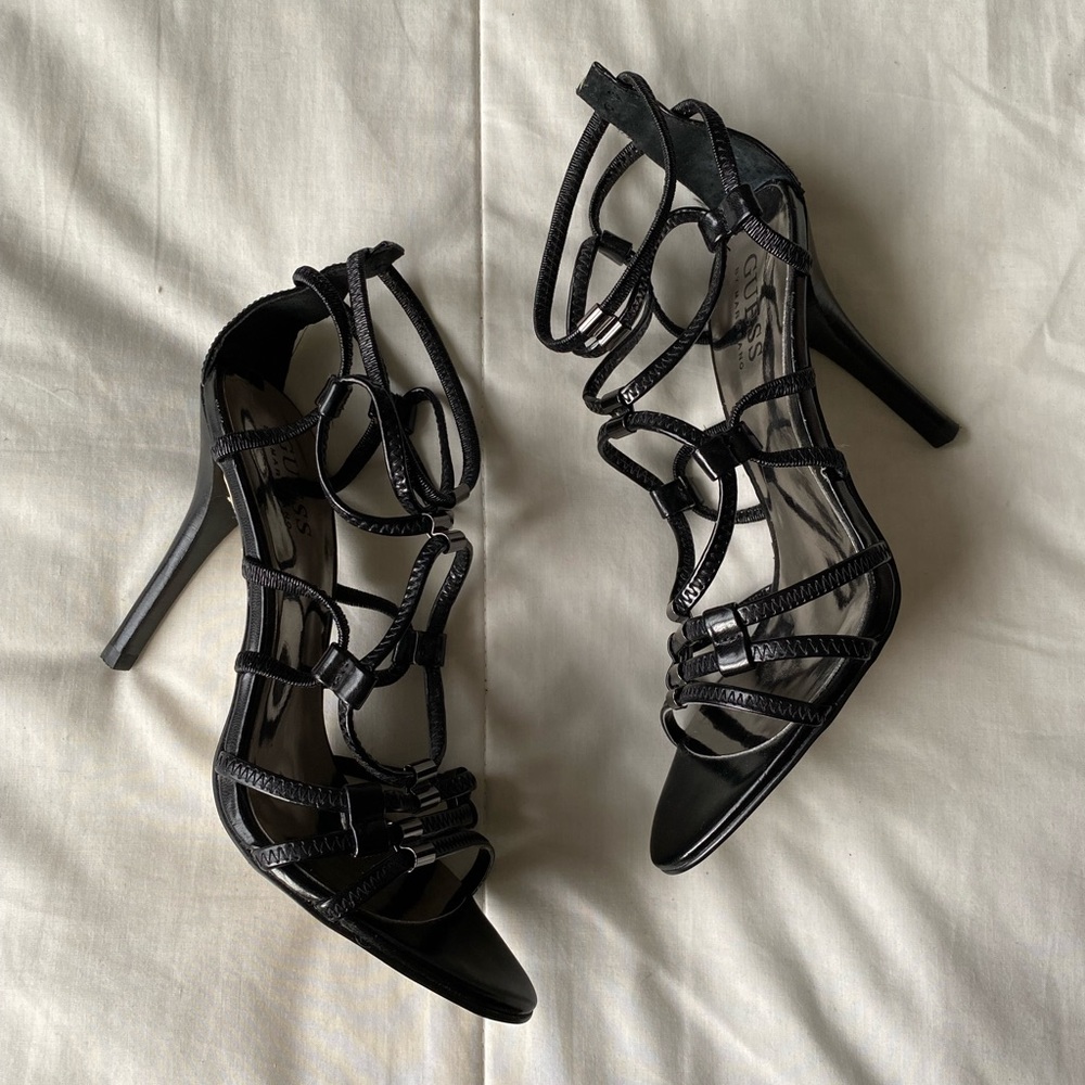 Guess by Marciano Black Strappy High Heel Sandals
